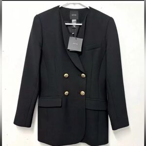 Smythe Collarless Double Breasted Blazer in Black